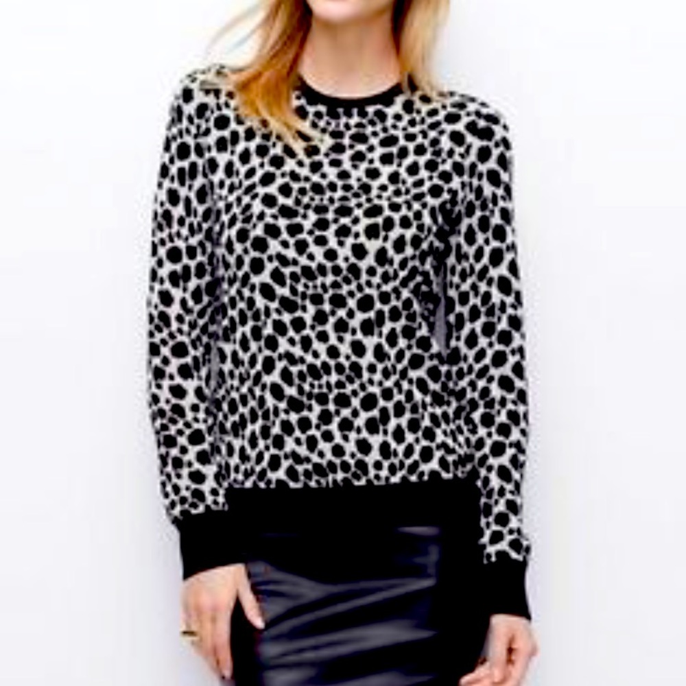 Ann Taylor Black Metallic Leopard Sweater Medium